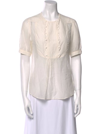 3.1 Phillip Lim Crew Neck Short Sleeve Button-Up Top