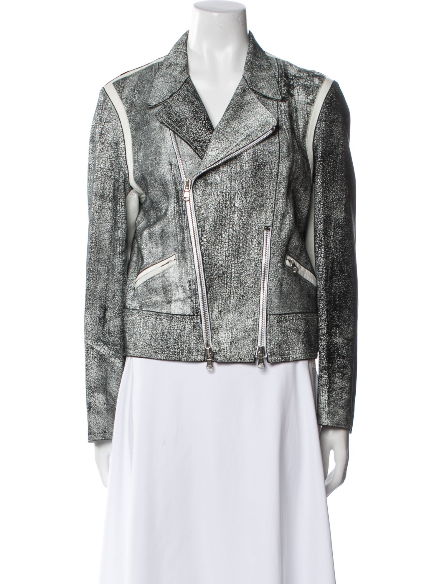 3.1 Phillip Lim Lamb Leather Printed Biker Jacket