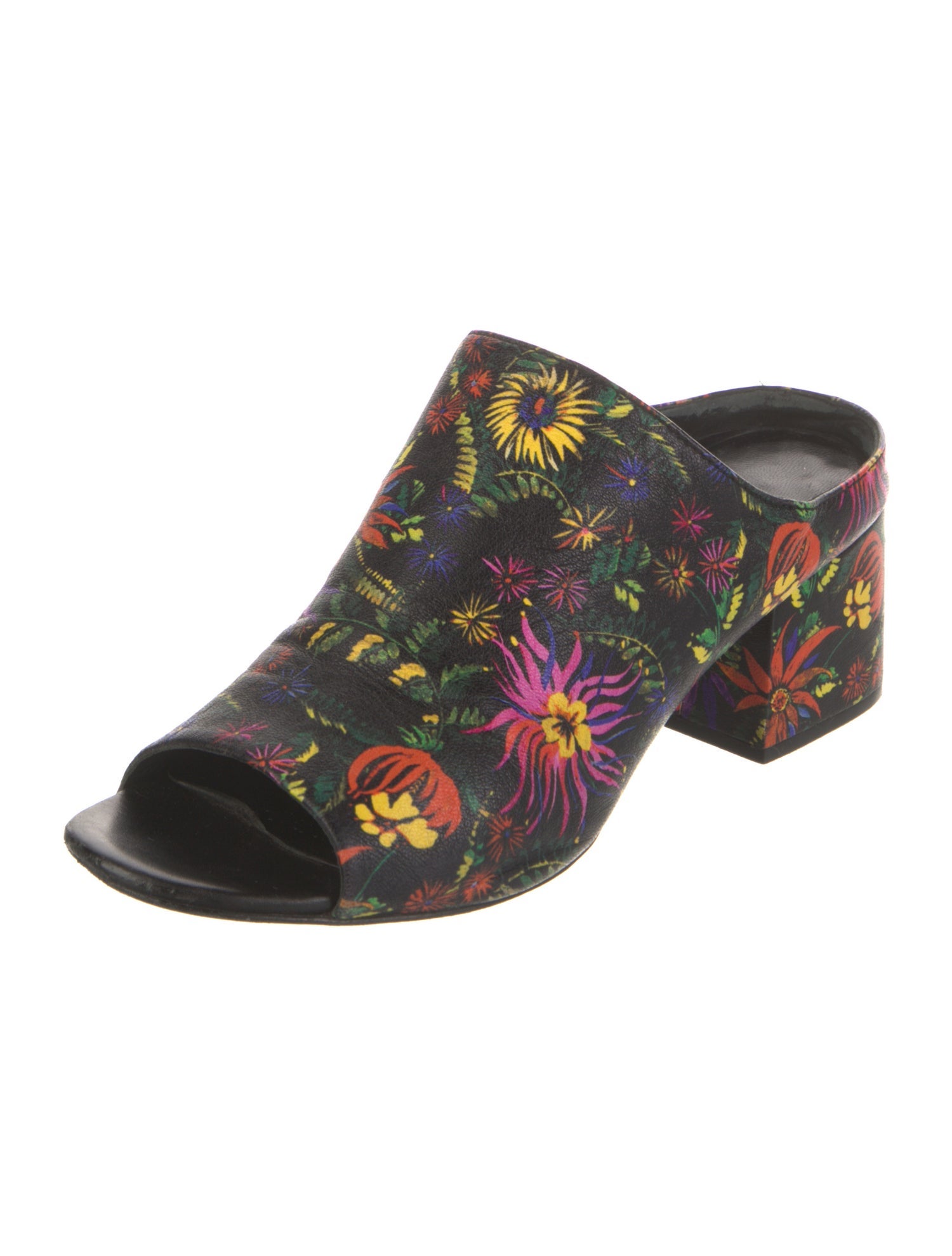 3.1 Phillip Lim Leather Floral Print Slides