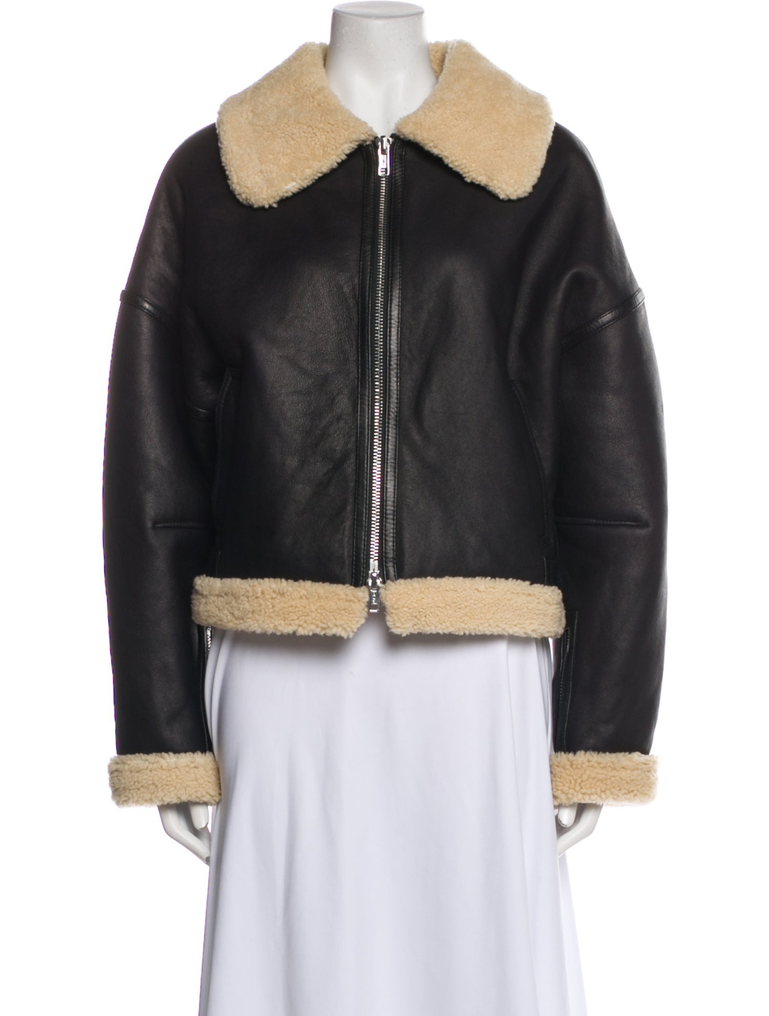 3.1 Phillip Lim Shearling Colorblock Pattern Fur Jacket