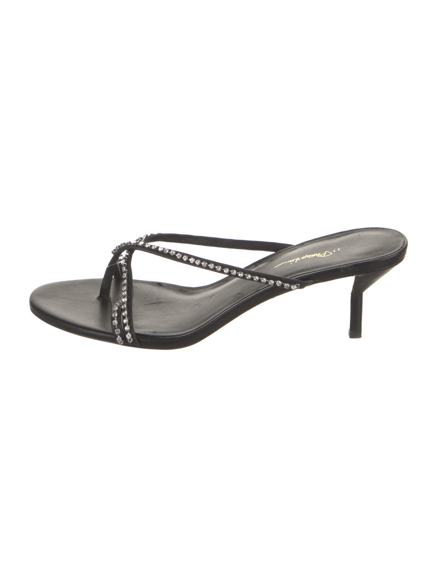 3.1 Phillip Lim Leather Crystal Embellishments Slides
