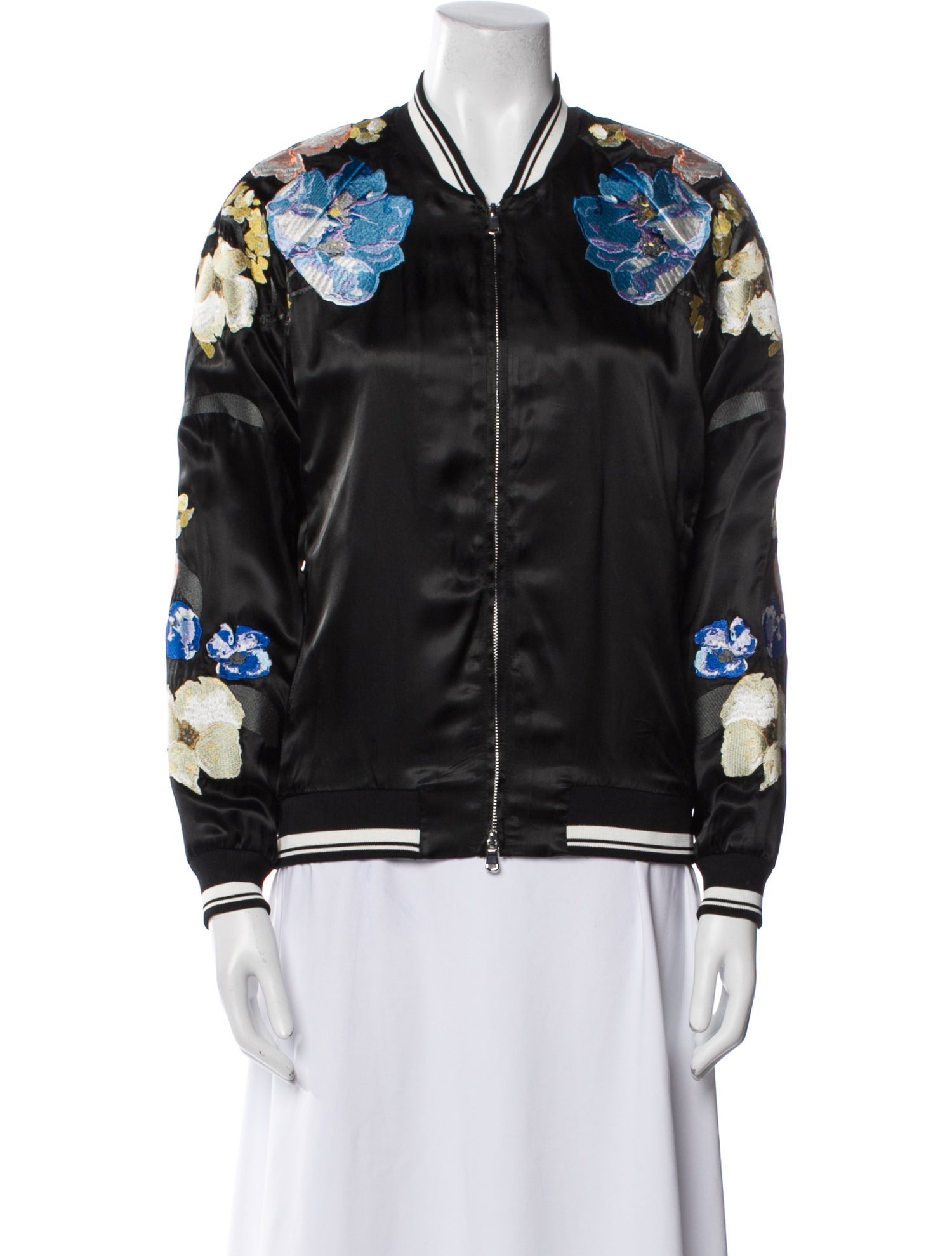 3.1 Phillip Lim Silk Floral Print Bomber Jacket
