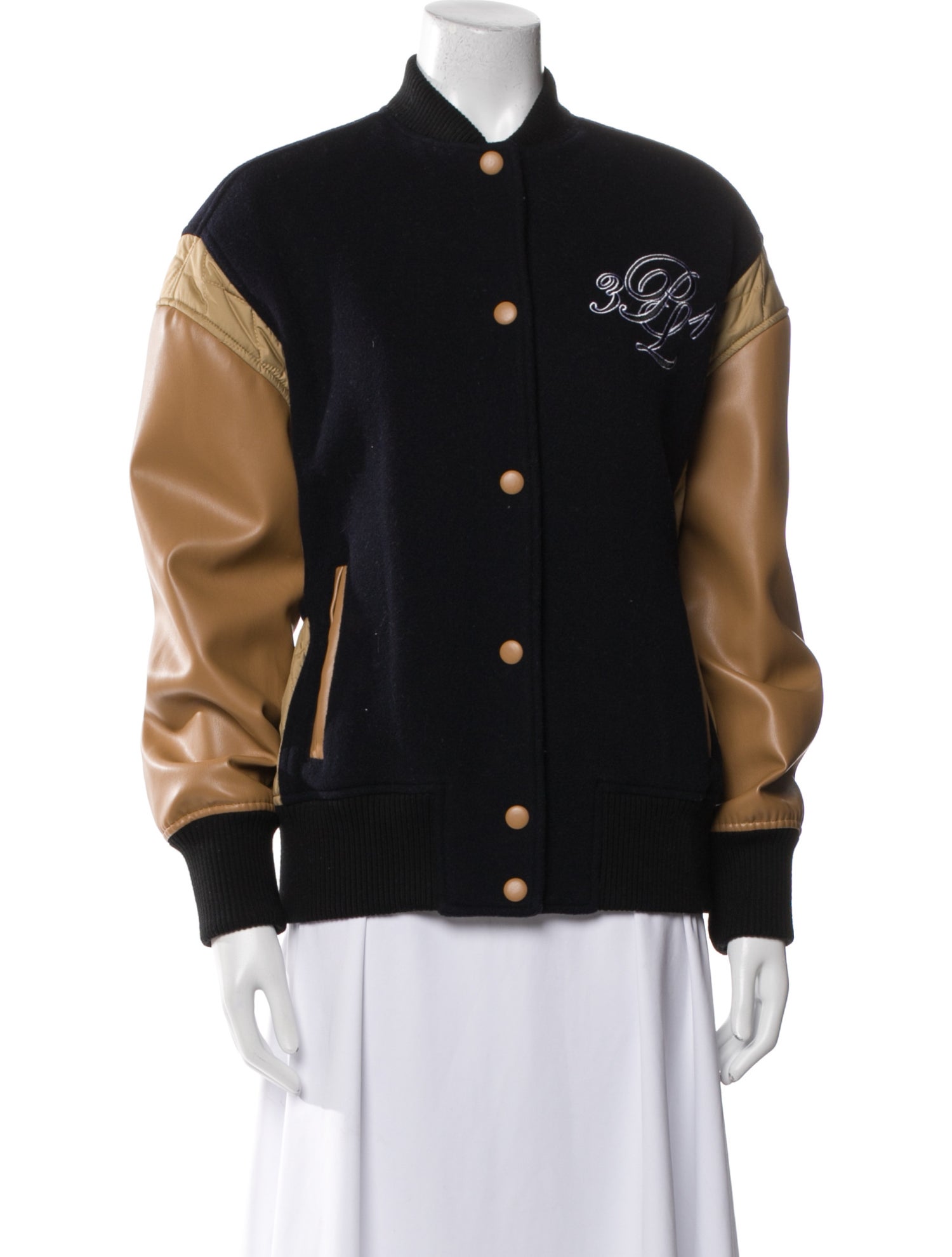 3.1 Phillip Lim Wool Colorblock Pattern Bomber Jacket