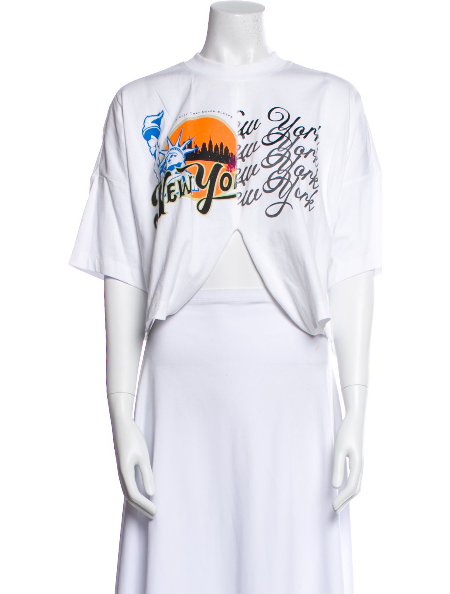 3.1 Phillip Lim Graphic Print Crew Neck Crop Top