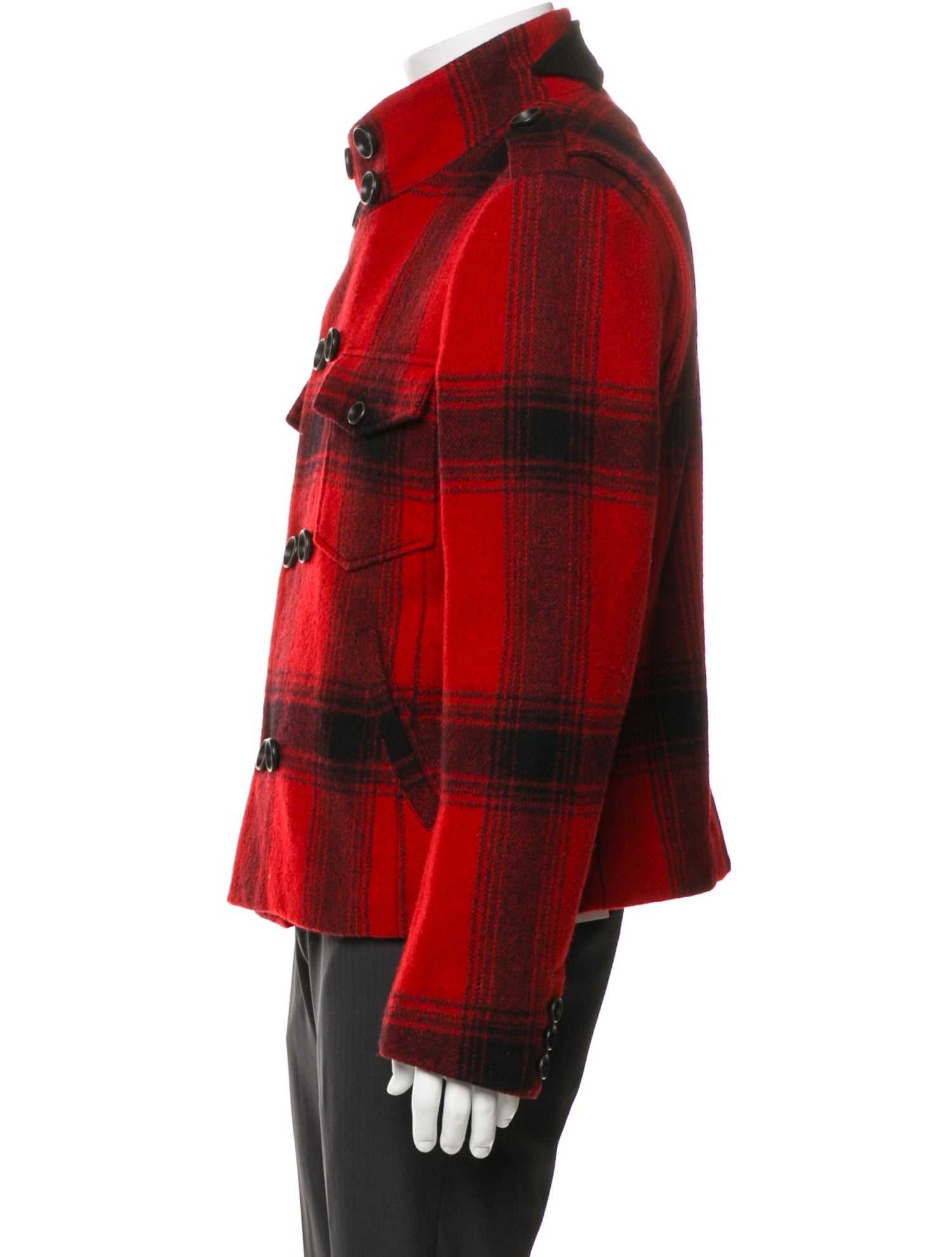 3.1 Phillip Lim Wool Plaid Print Peacoat