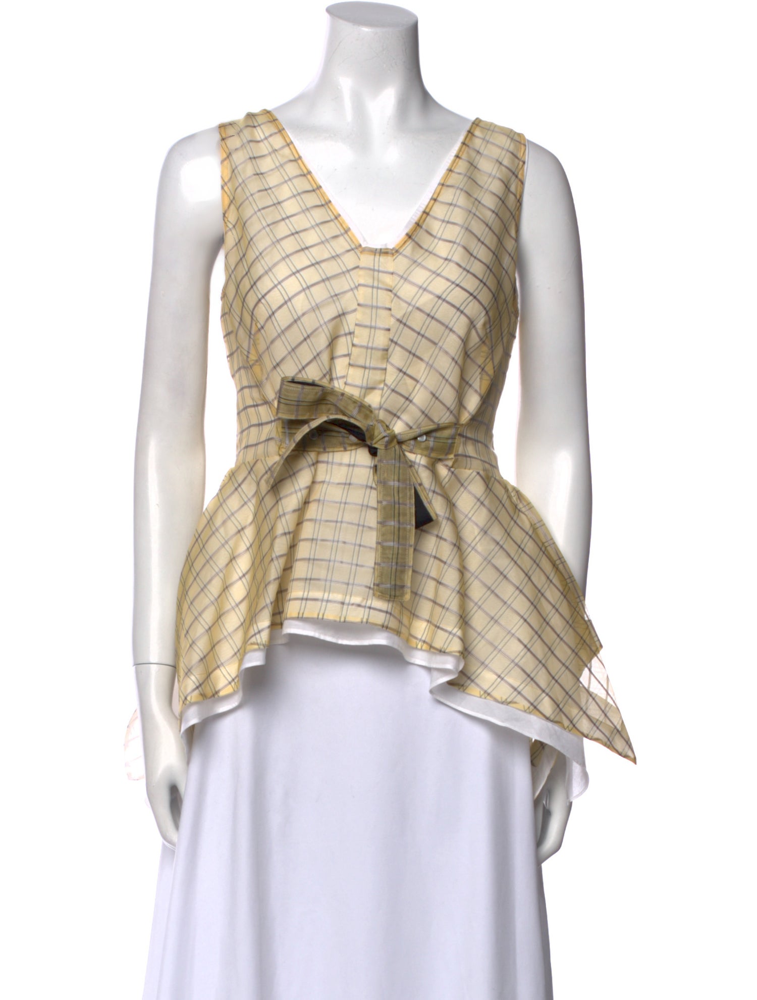 3.1 Phillip Lim Silk Plaid Print Top