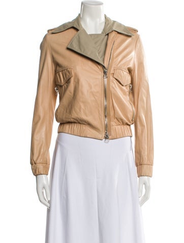 Pre-owned 3.1 Phillip Lim Lamb Leather Biker Jacket In Neutral