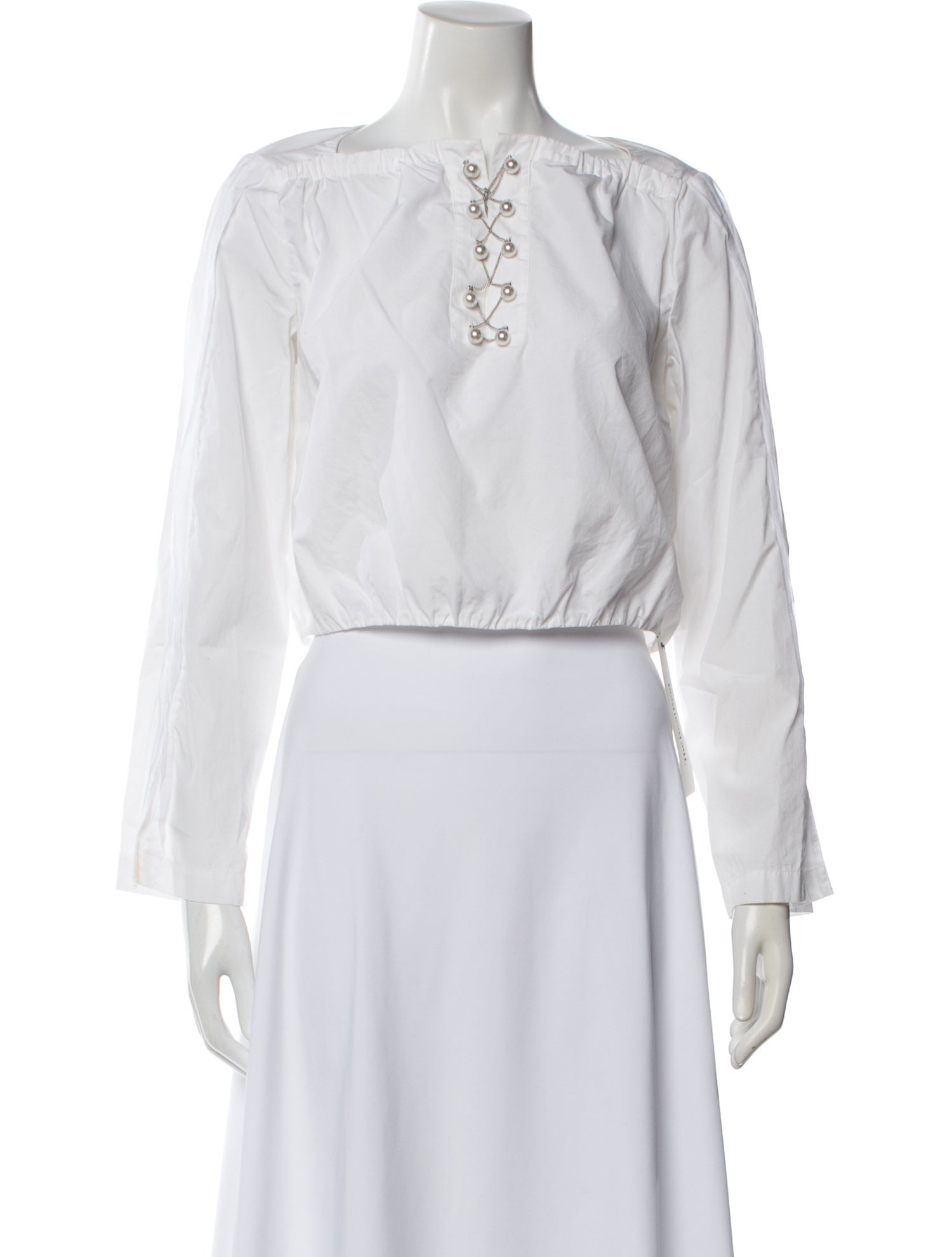 3.1 Phillip Lim Crew Neck Long Sleeve Crop Top