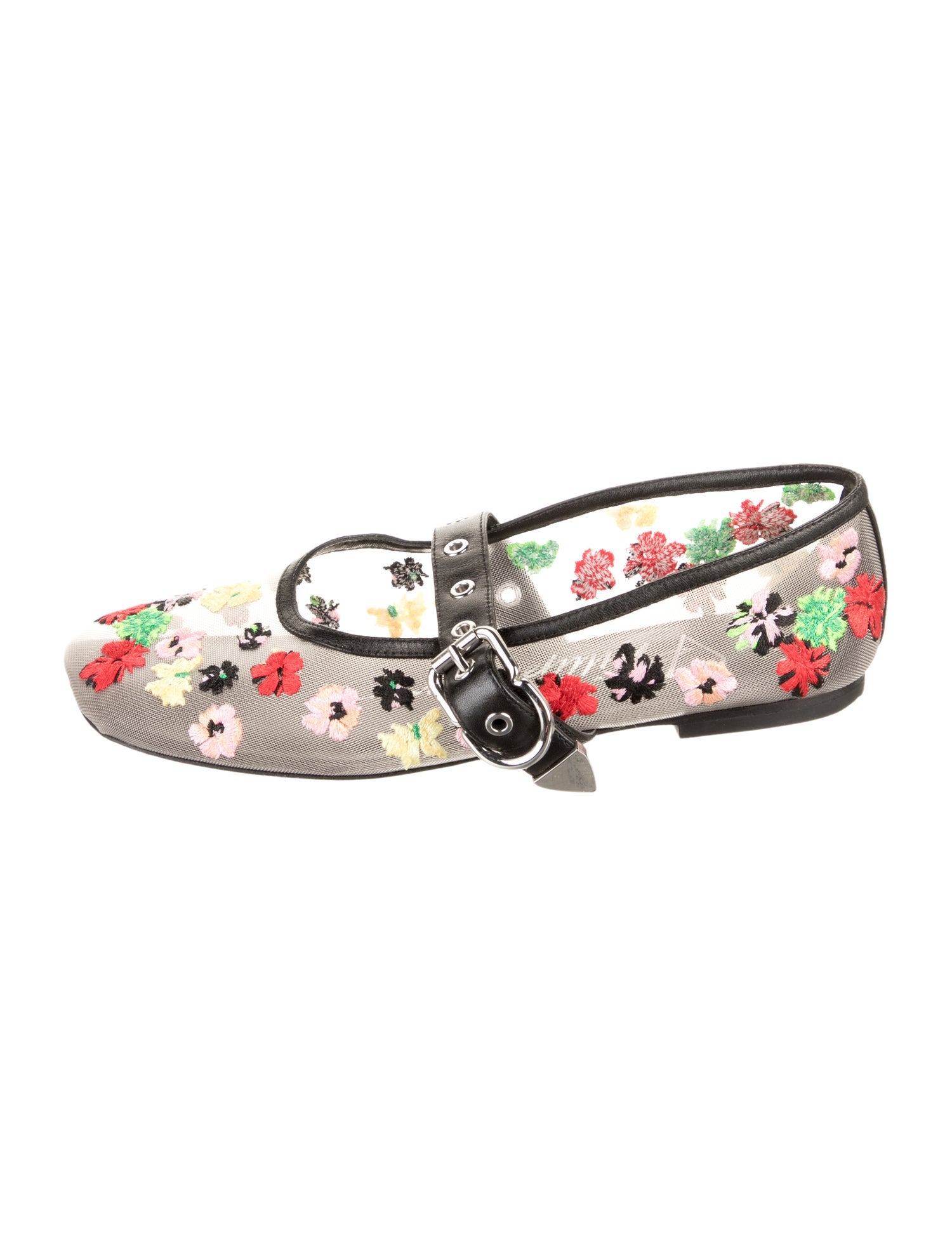 3.1 Phillip Lim Mesh Floral Print Mary Jane Flats