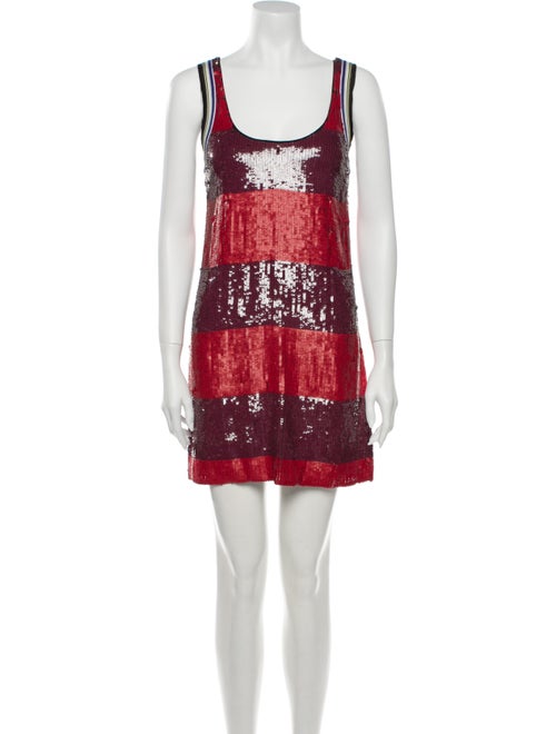 3.1 Phillip Lim Colorblock Pattern Mini Dress Red
