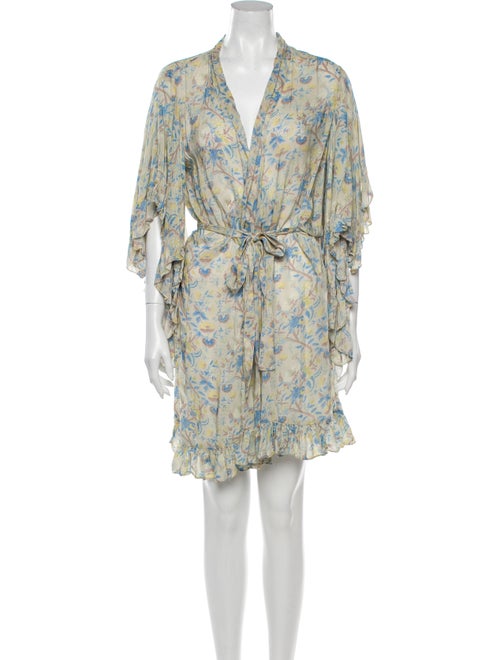 Mes Demoiselles Printed Ruffle Embellishment Robe