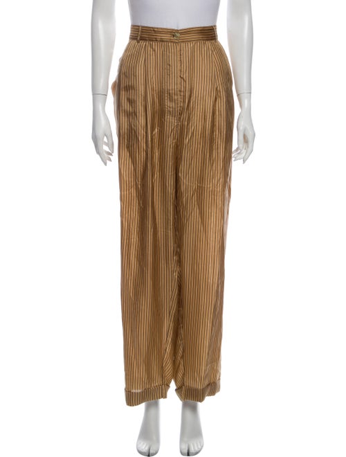 Mes Demoiselles Silk Striped Pajamas w/ Tags Brown