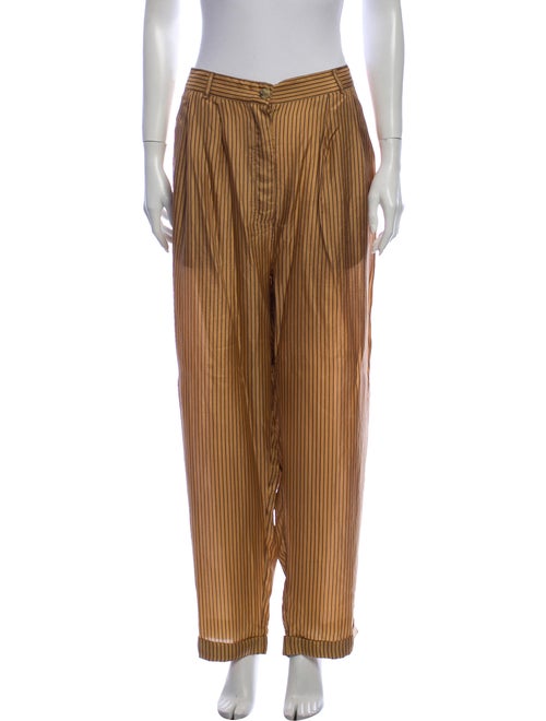 Mes Demoiselles Silk Striped Pajamas Brown