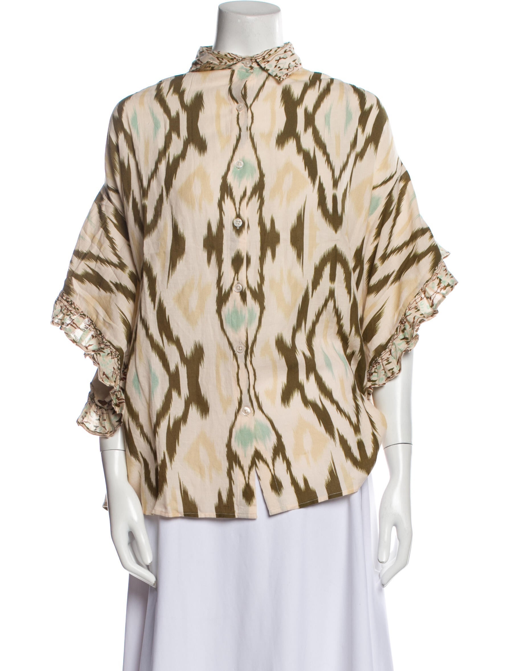 Mes Demoiselles Animal Print Mock Neck Blouse
