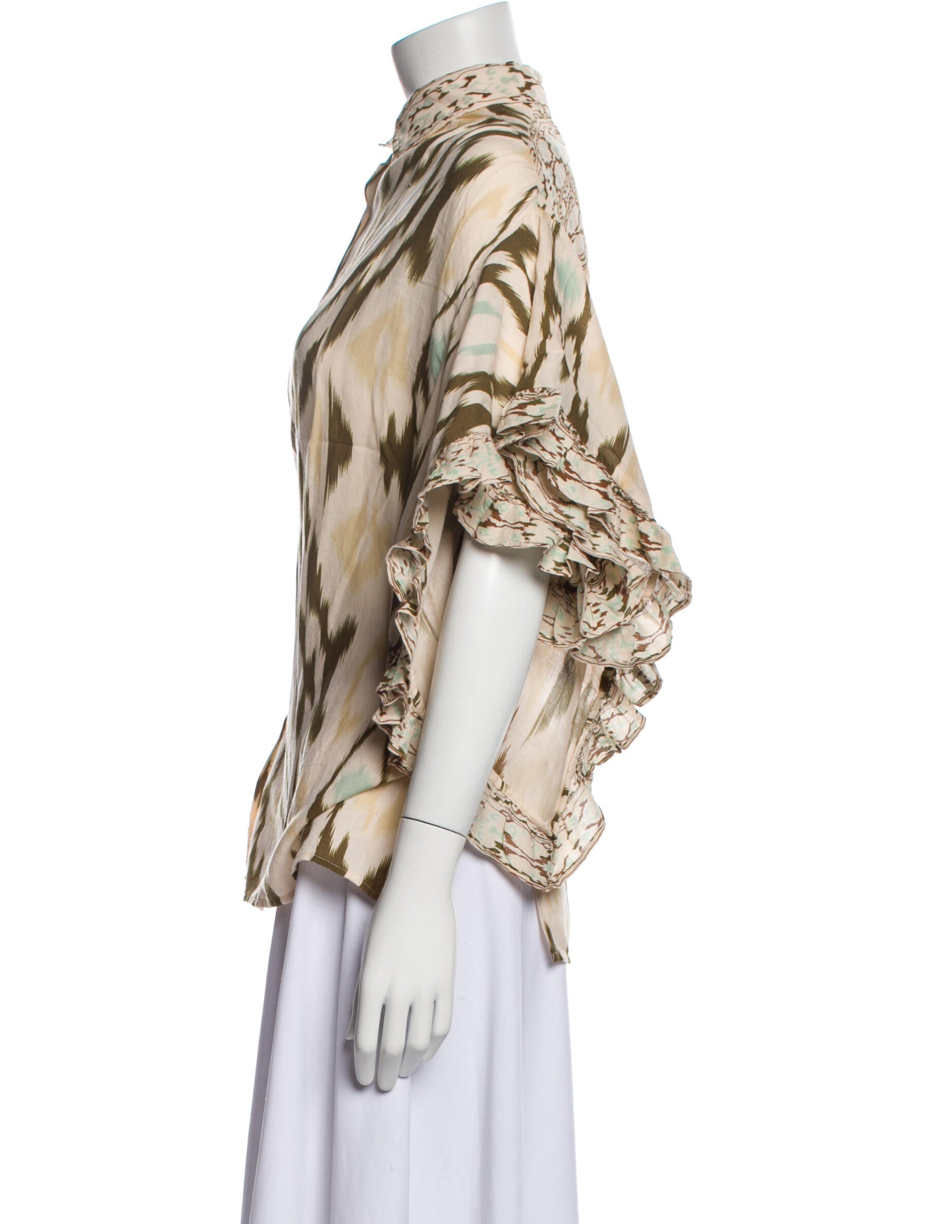 Mes Demoiselles Animal Print Mock Neck Blouse