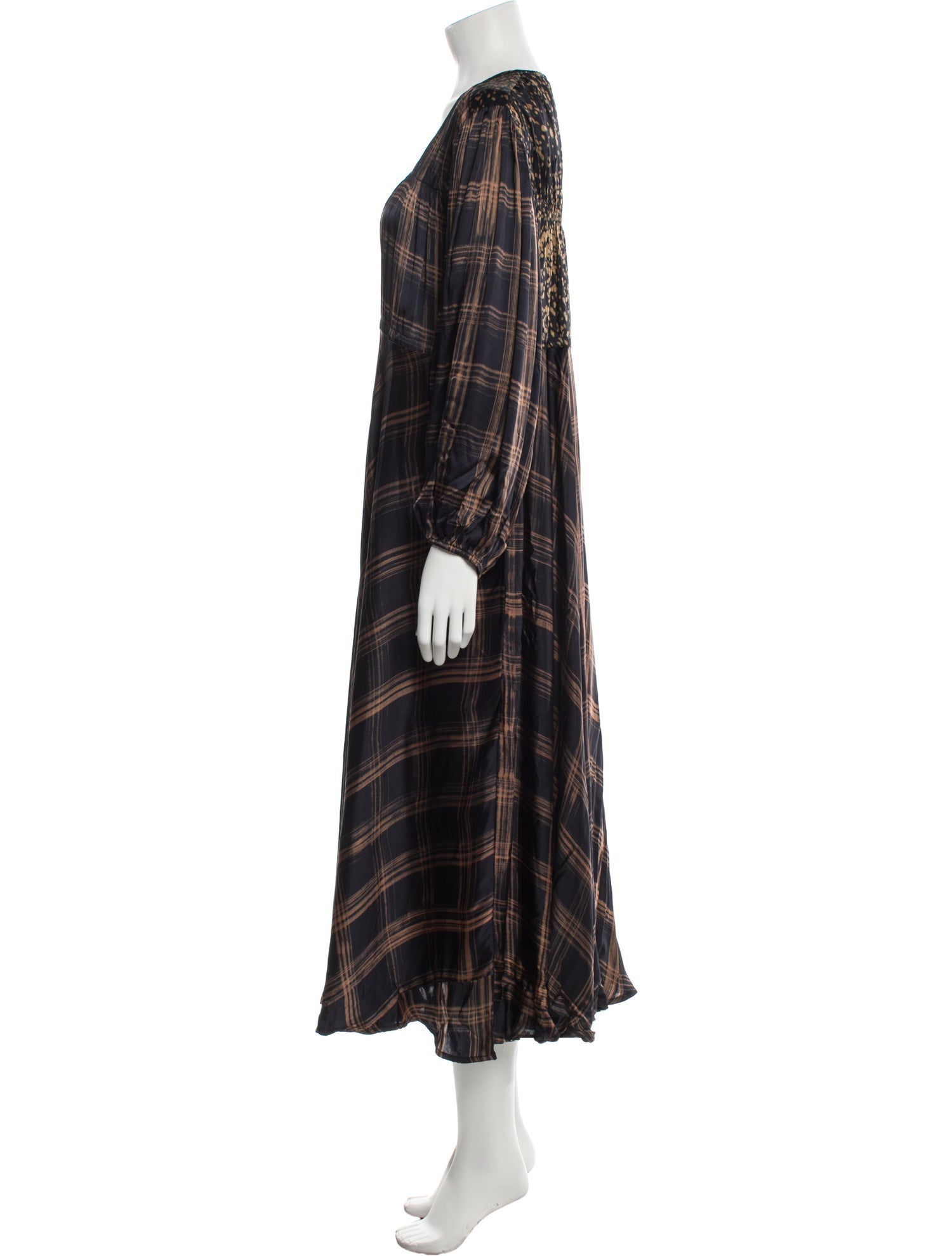 Mes Demoiselles Plaid Print Midi Length Dress