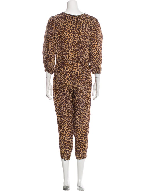 Mes Demoiselles Animal Print Plunge Neckline Jumpsuit