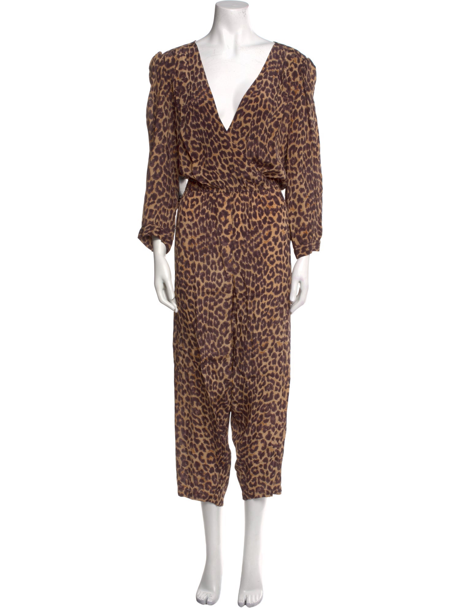 Mes Demoiselles Animal Print V-Neck Jumpsuit w/ Tags