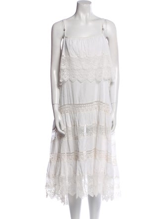 Mes Demoiselles Square Neckline Midi Length Dress