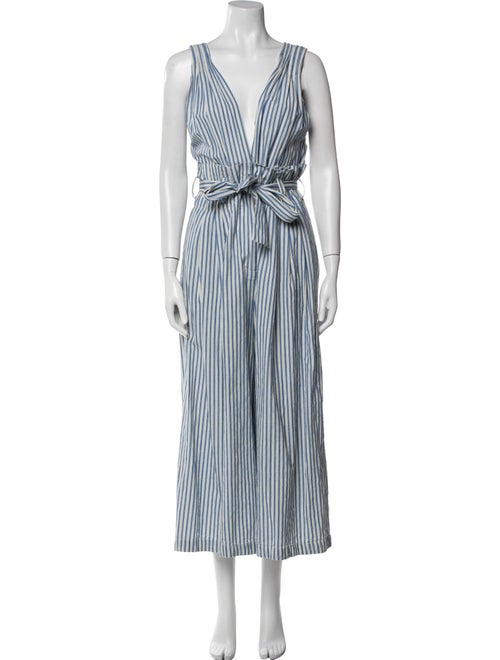 Mes Demoiselles Striped V-Neck Jumpsuit