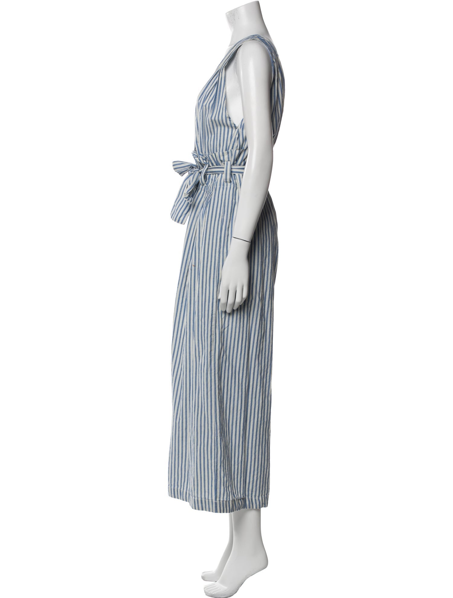 Mes Demoiselles Striped V-Neck Jumpsuit