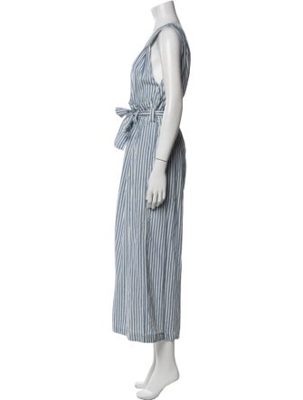 Mes Demoiselles Striped V-Neck Jumpsuit