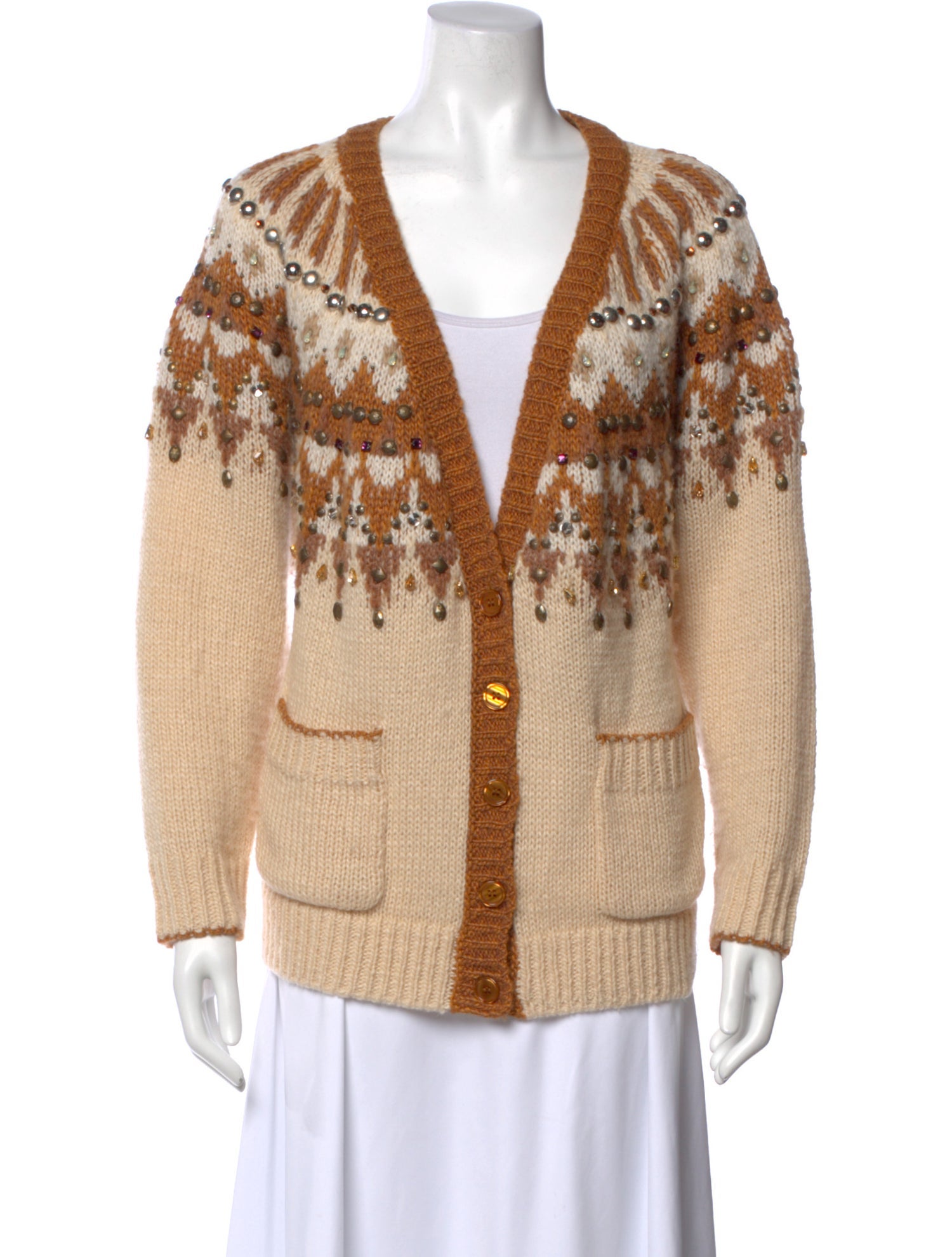 Mes Demoiselles Patterned V-Neck Sweater