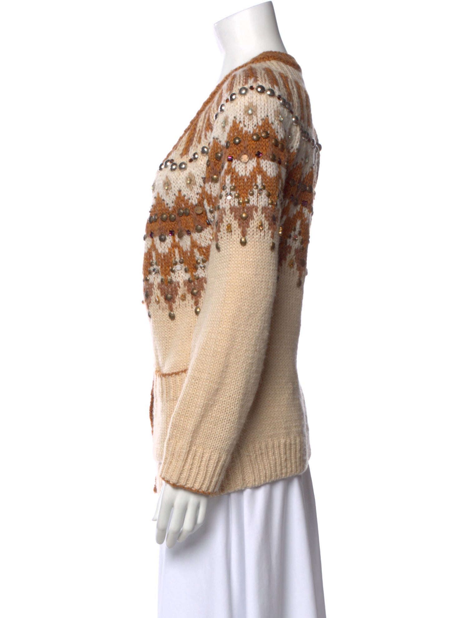 Mes Demoiselles Patterned V-Neck Sweater