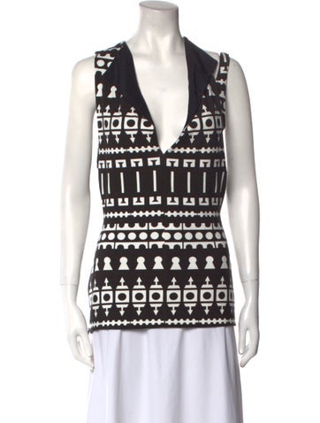 Atto Tops Printed V-Neck Top M