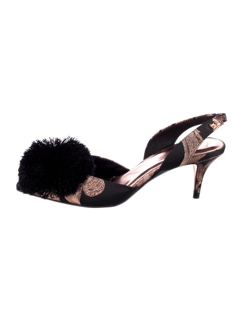 Ted Baker Satin Pom-Pom Embellishments Slingback Pumps