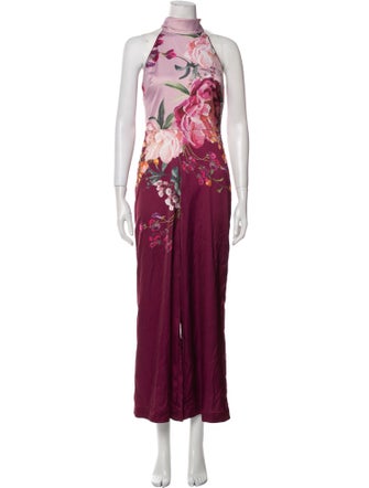Ted Baker Floral Print Mock Neck Jumpsuit