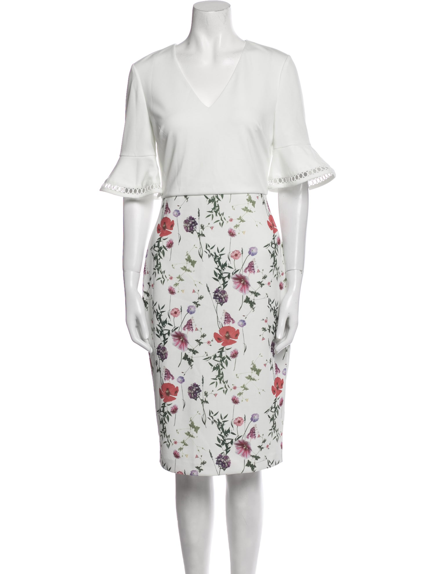 Ted Baker Floral Print Midi Length Dress