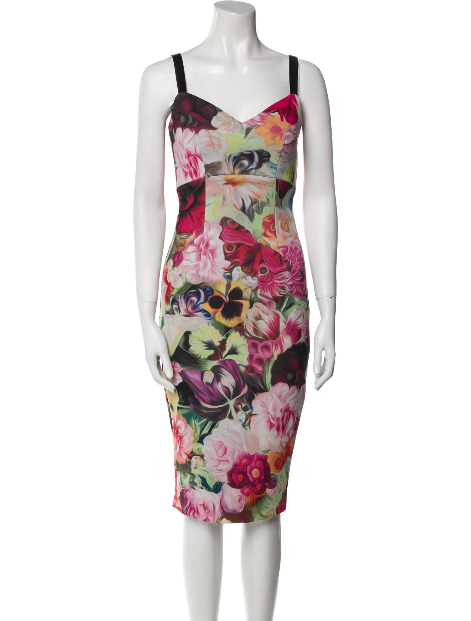 Ted Baker Floral Print Midi Length Dress - Pink Dresses