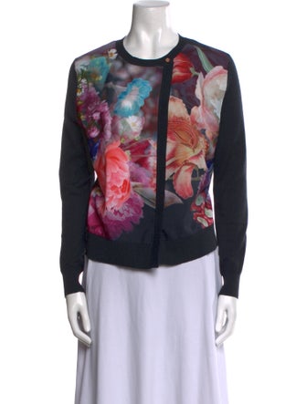 Ted Baker Floral Print Scoop Neck Sweater