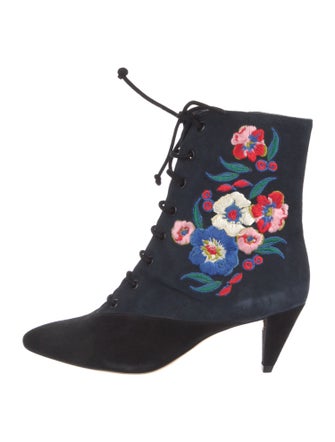 Ted Baker Suede Floral Print Lace-Up Boots
