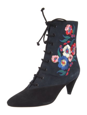 Ted Baker Suede Floral Print Lace-Up Boots