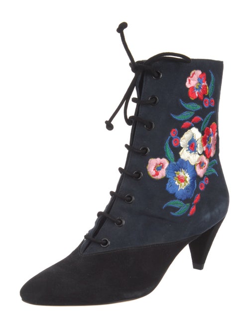 Ted Baker Suede Floral Print Lace-Up Boots