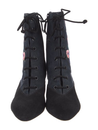 Ted Baker Suede Floral Print Lace-Up Boots