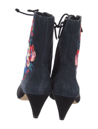 Ted Baker Suede Floral Print Lace-Up Boots