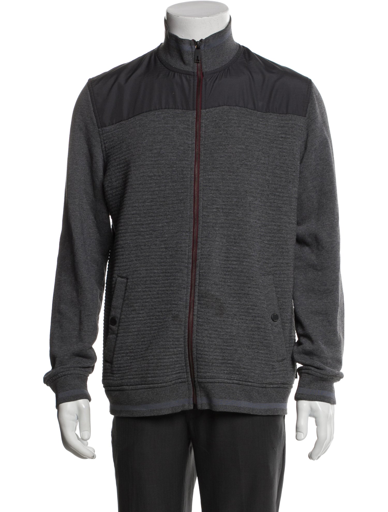 Ted Baker Colorblock Pattern Mock Neck Sweatshirt