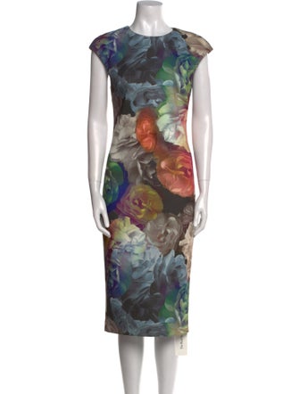 Ted Baker Floral Print Midi Length Dress