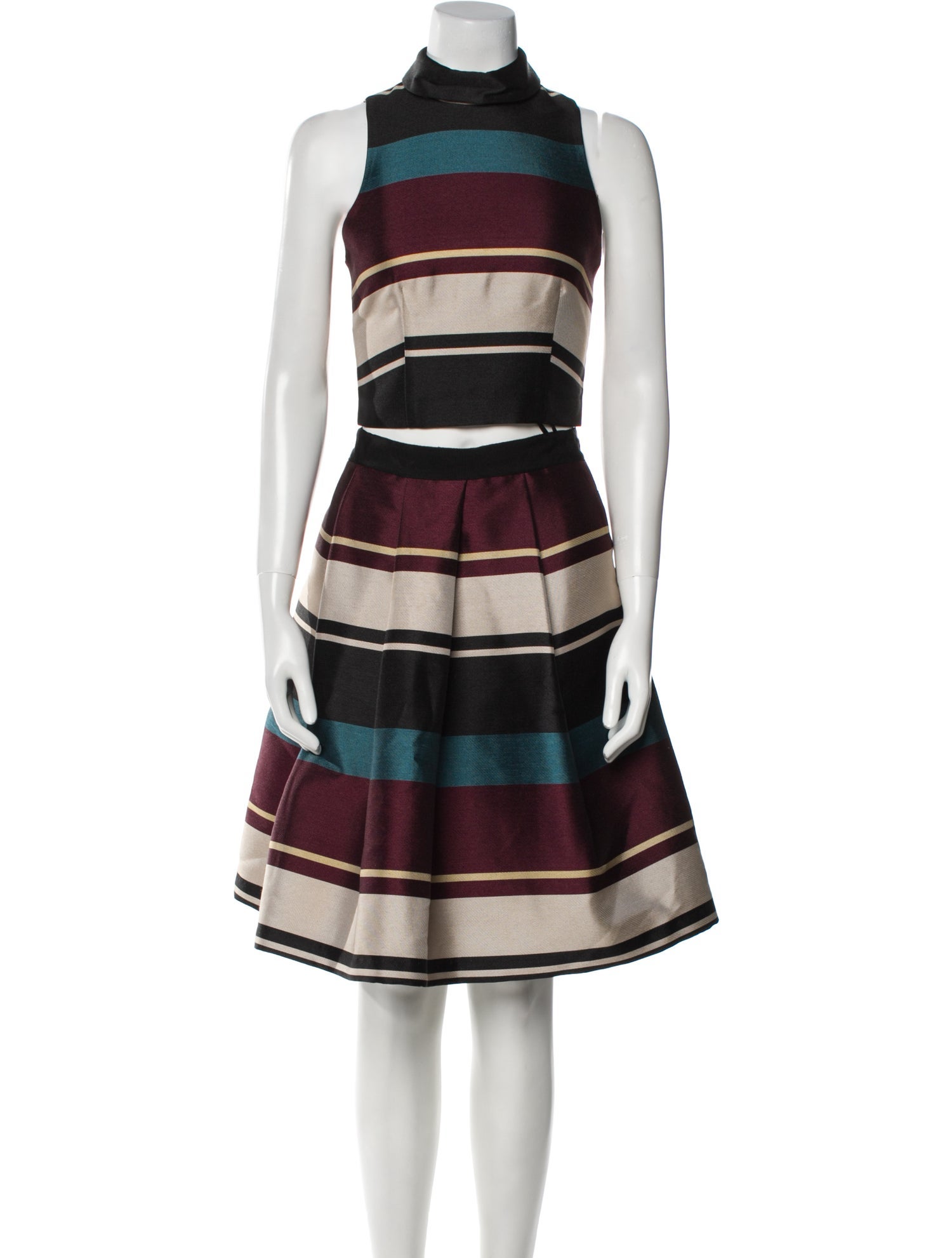 Ted Baker Striped Pleated Accents Skirt Set
