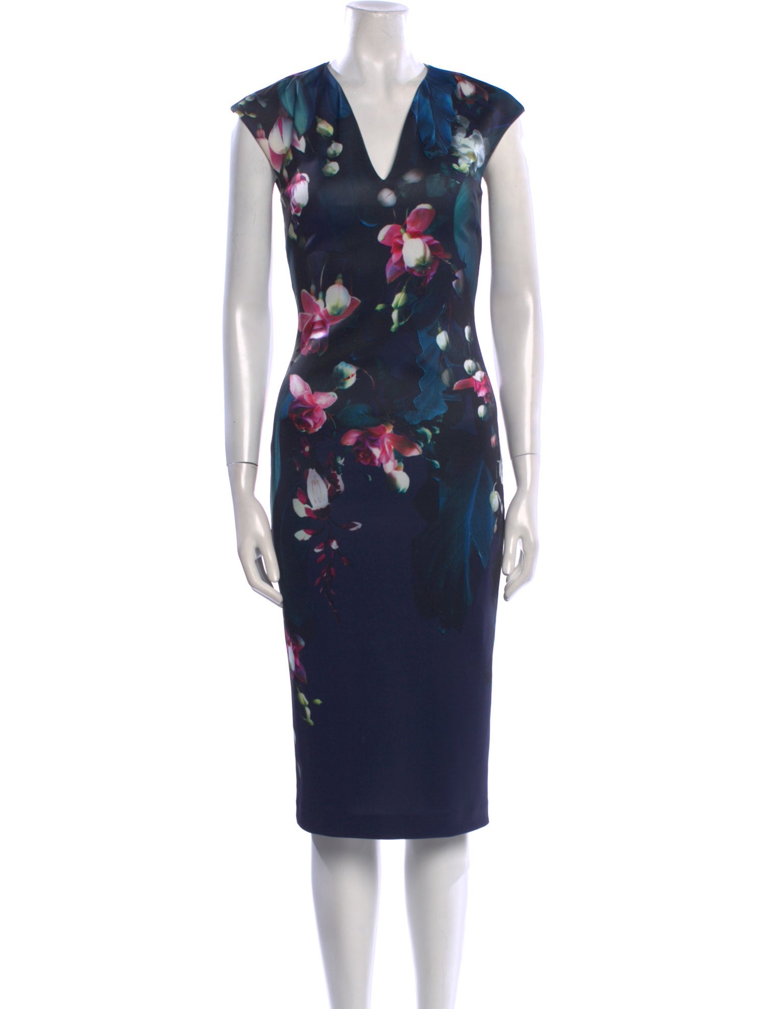Ted Baker Floral Print Midi Length Dress