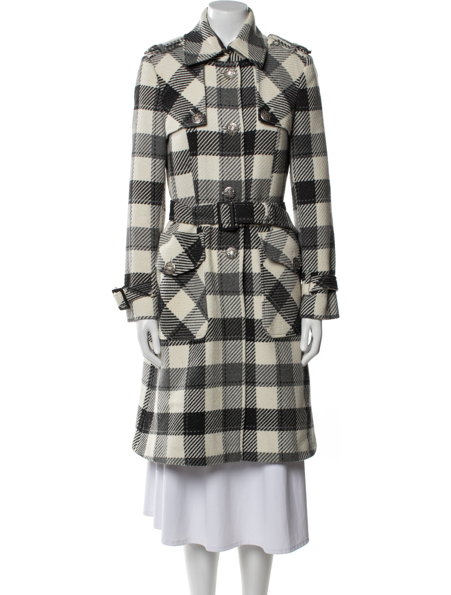 Ted Baker Wool Plaid Print Trench Coat