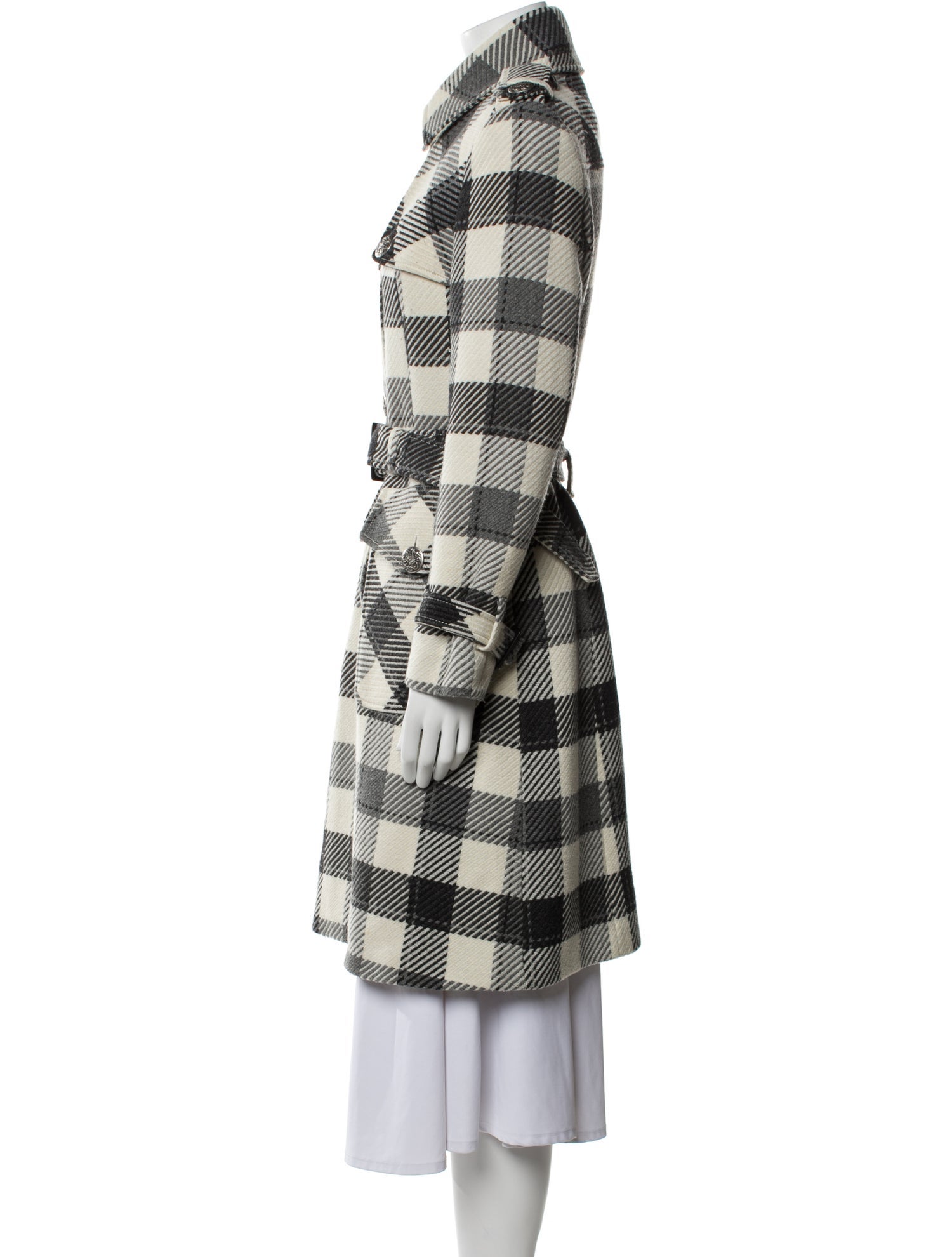 Ted Baker Wool Plaid Print Trench Coat