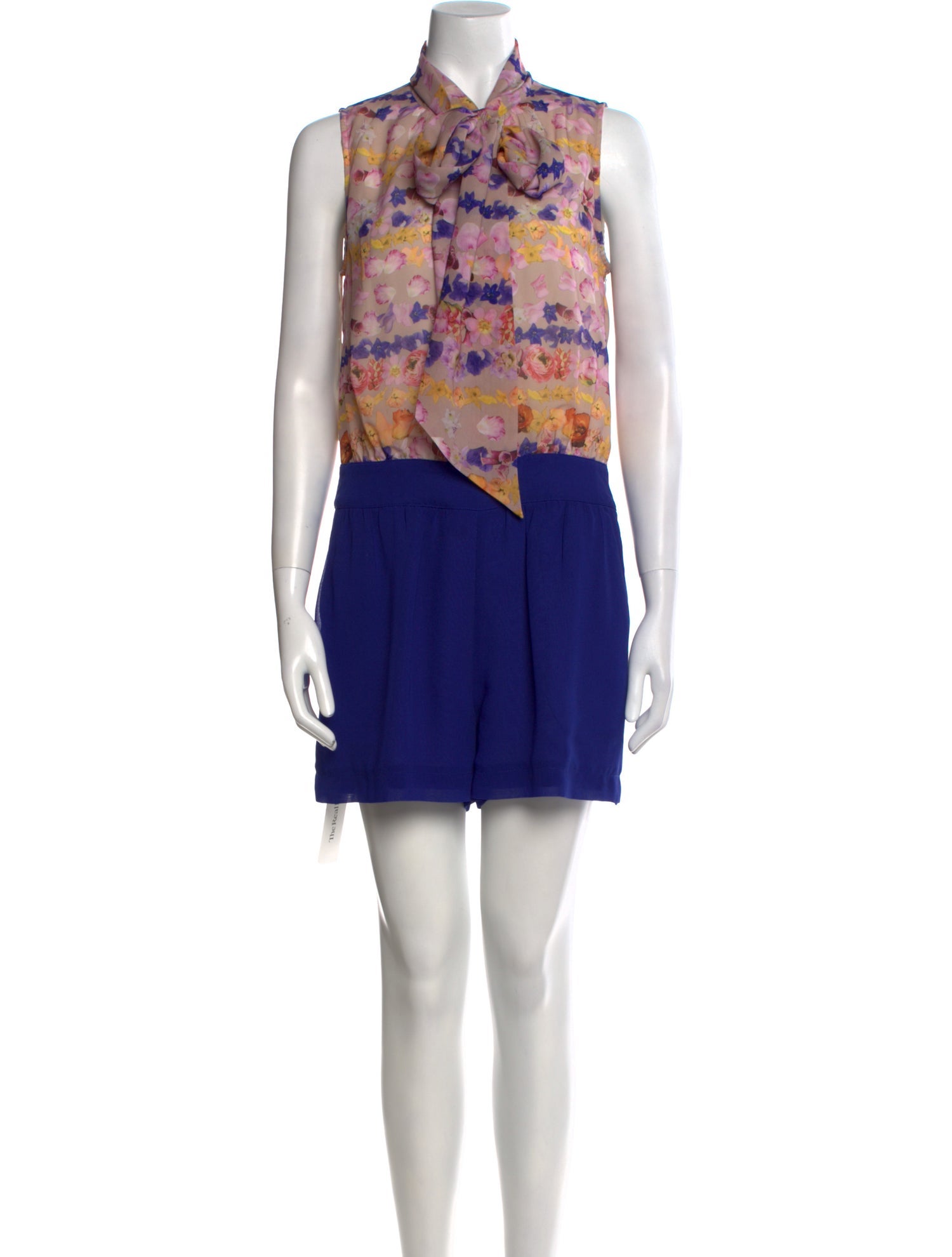 Ted Baker Floral Print Tie Neck Romper