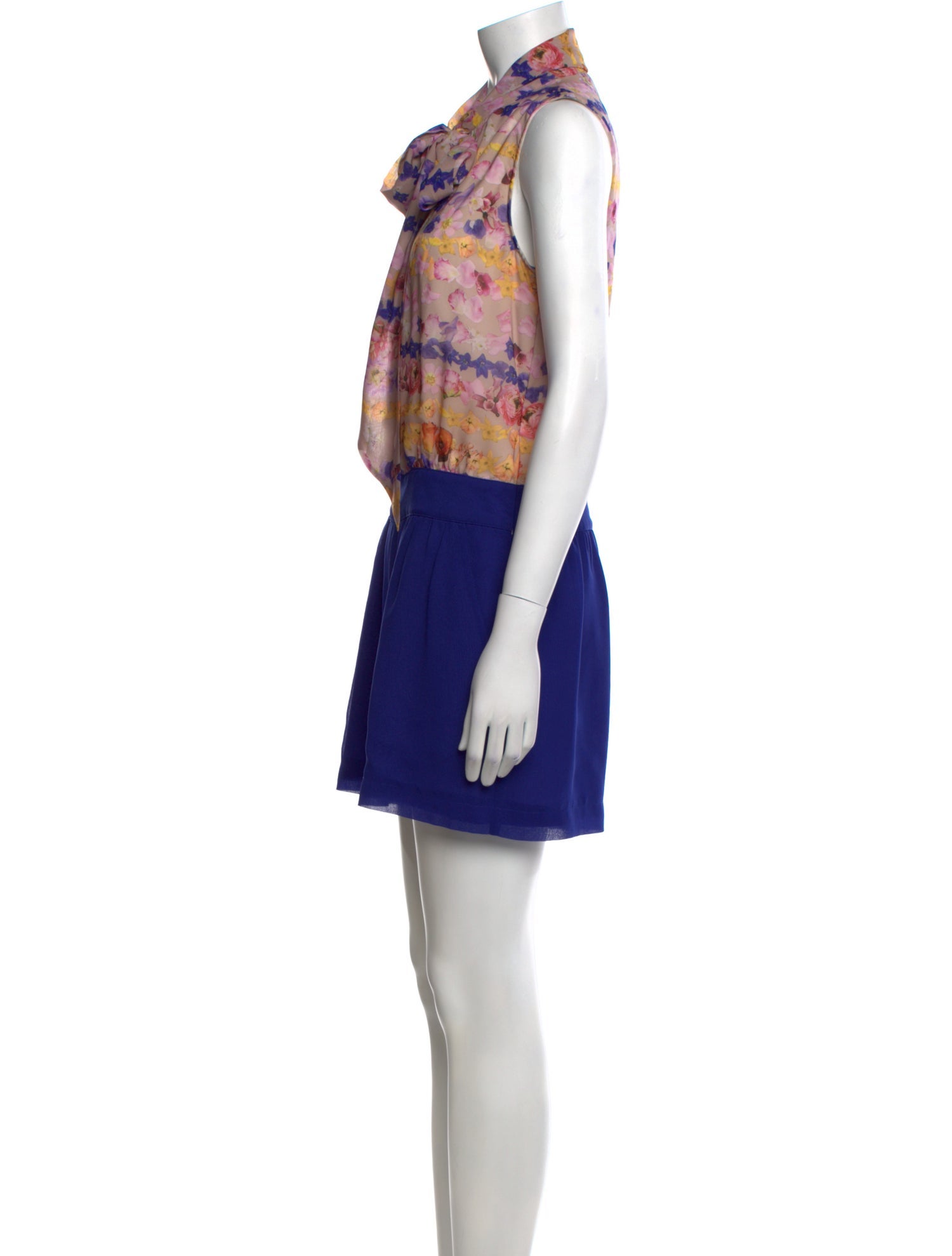 Ted Baker Floral Print Tie Neck Romper