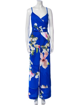 Ted Baker Floral Print V-Neck Jumpsuit