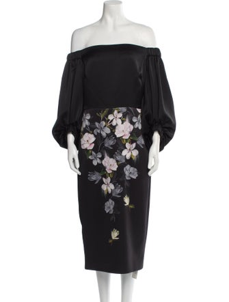 Ted Baker Floral Print Midi Length Dress