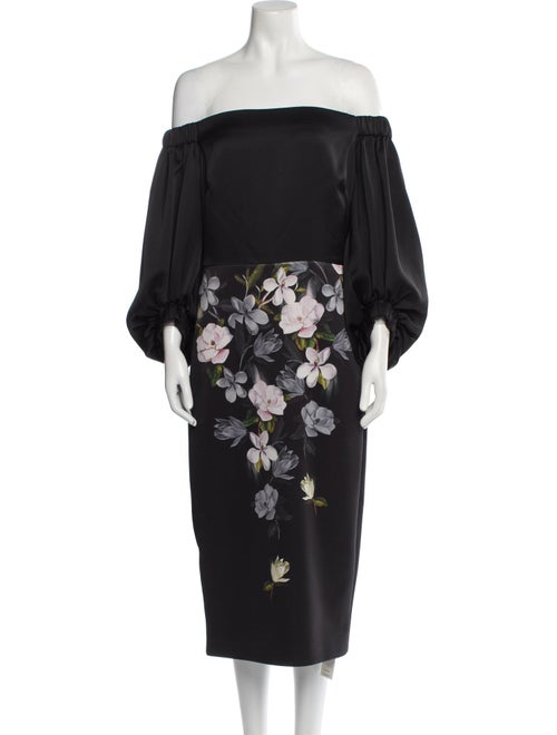 Ted Baker Floral Print Midi Length Dress
